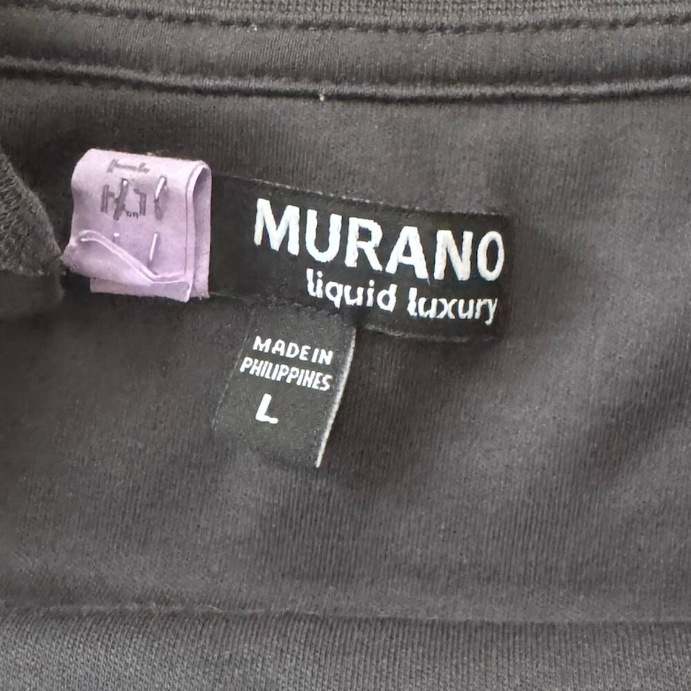 Murano Liquid Luxury 1/4 Zip Pullover Long Sleeve Mock Neck Black 100% Cotton - Picture 3 of 3
